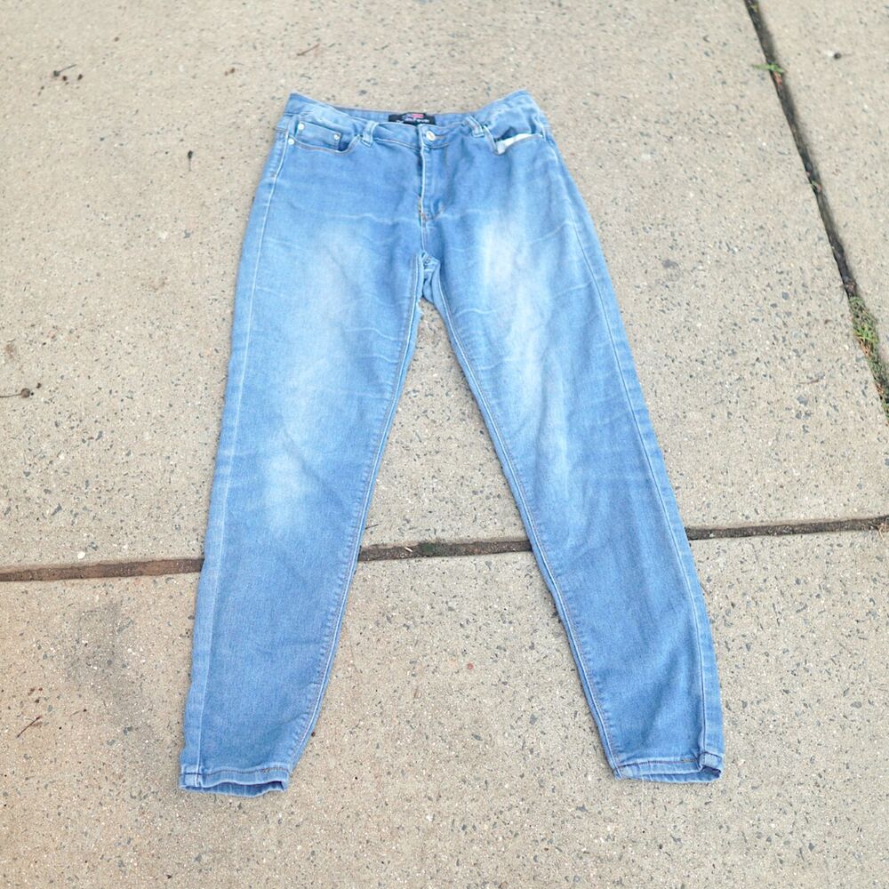 Denim Blue Jeans Size 9 Distress Flaw Inner Thigh Rip Upcycle Repair Project